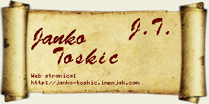 Janko Toskić vizit kartica